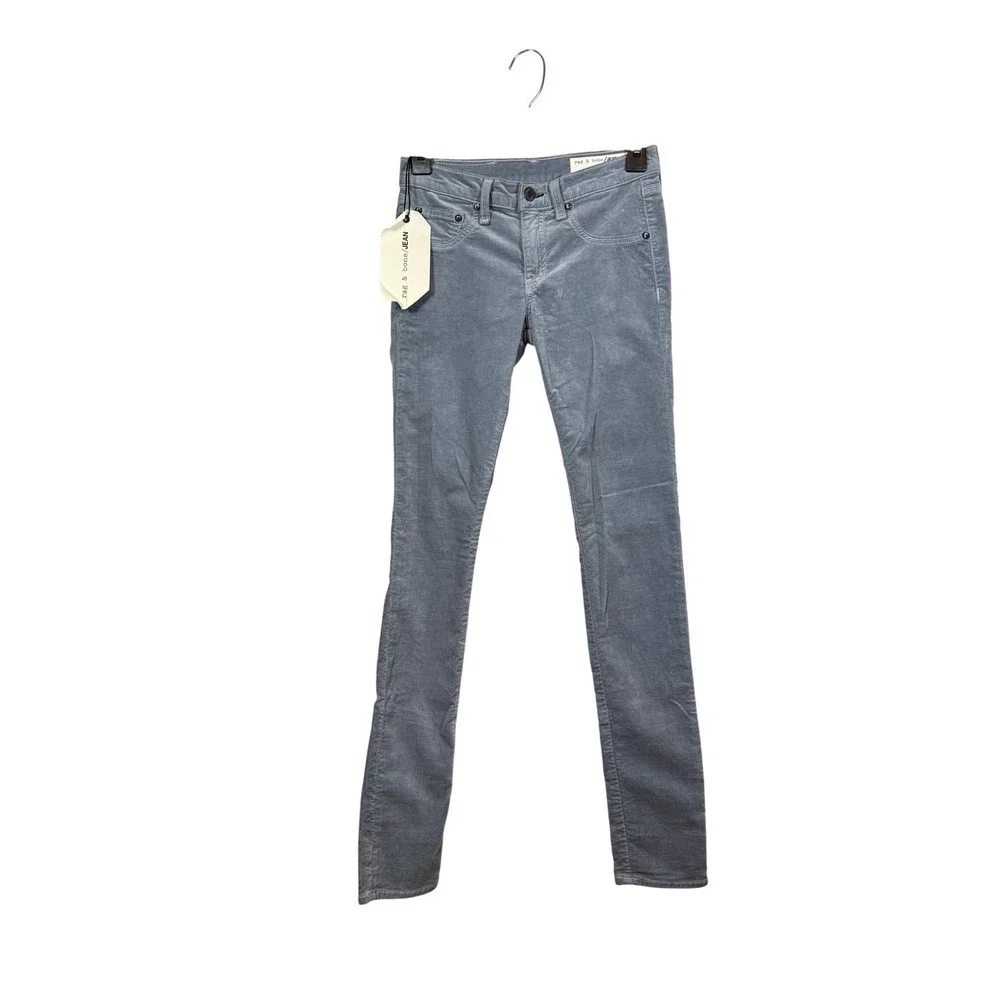 NWT Rag & Bone Skinny Jeans, Steel Blue Velvet, Size 25 - Picture 2 of 11